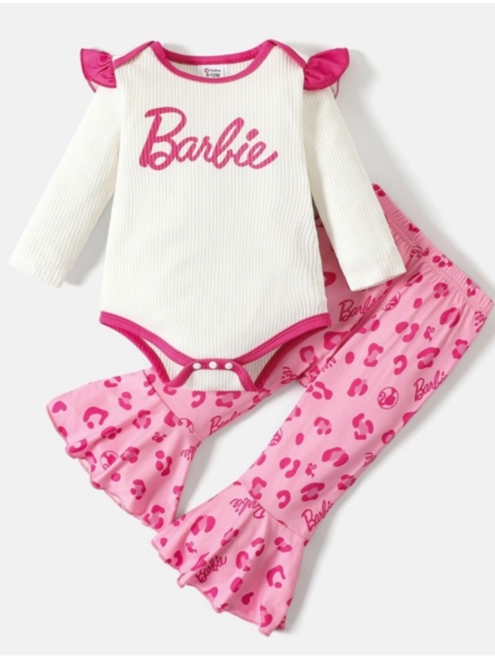 PatPat Barbie Pink & White Ruffled Infant 2-Piece Set Size 0-3M